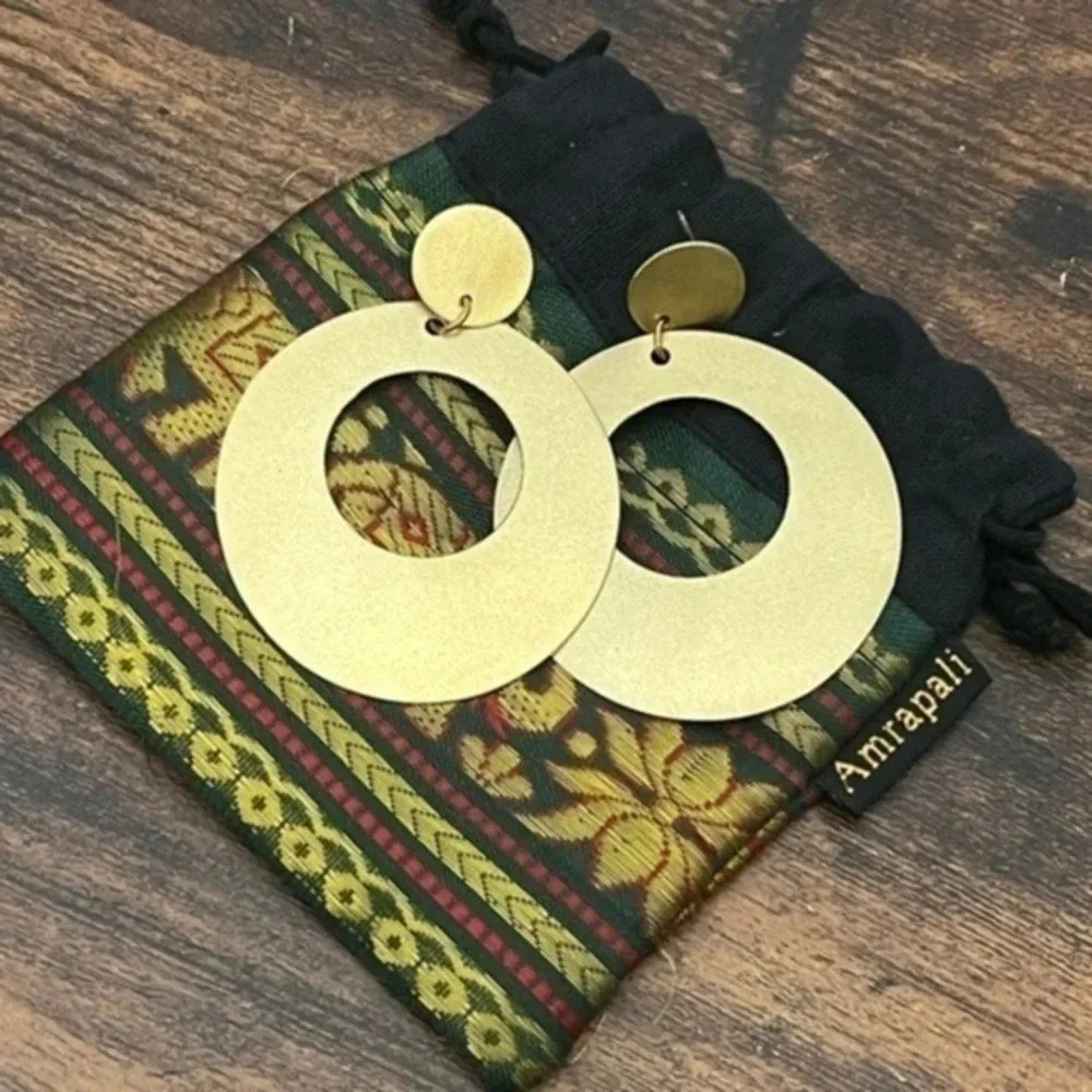 Mirrored Circle Door Knocker Earrings